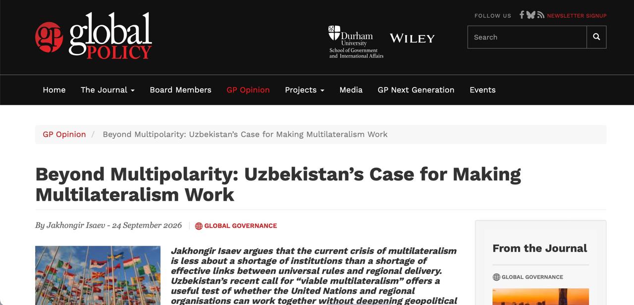  Global policy journal’da BRM ekspertining maqolasi chop etildi